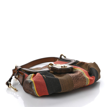 Fendi Canvas Striped Mini Chef Lock Bag Brown Multicolor 3 of 9