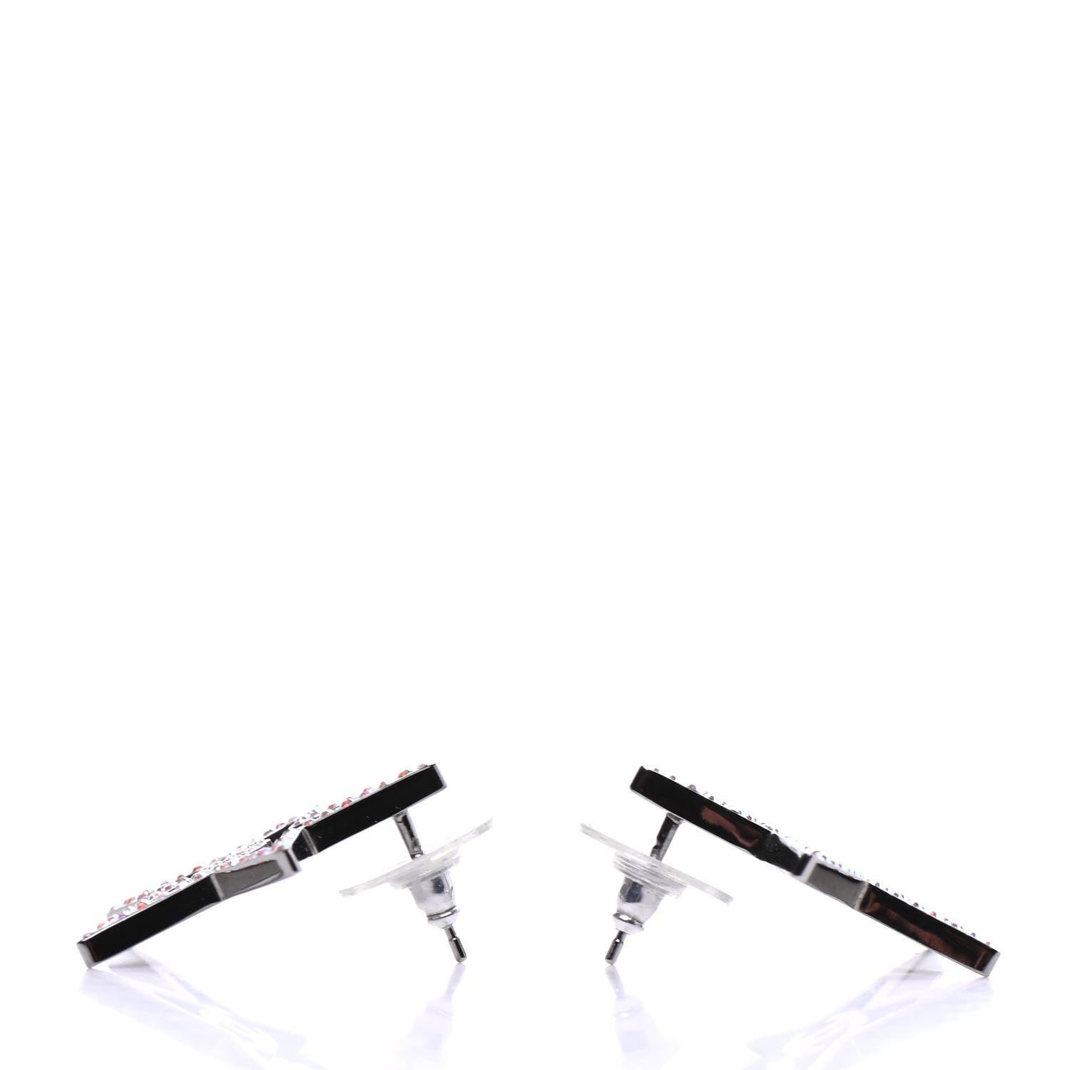 Chanel Ruthenium Crystal Star CC Earrings Iridescent Pink 3 of 4