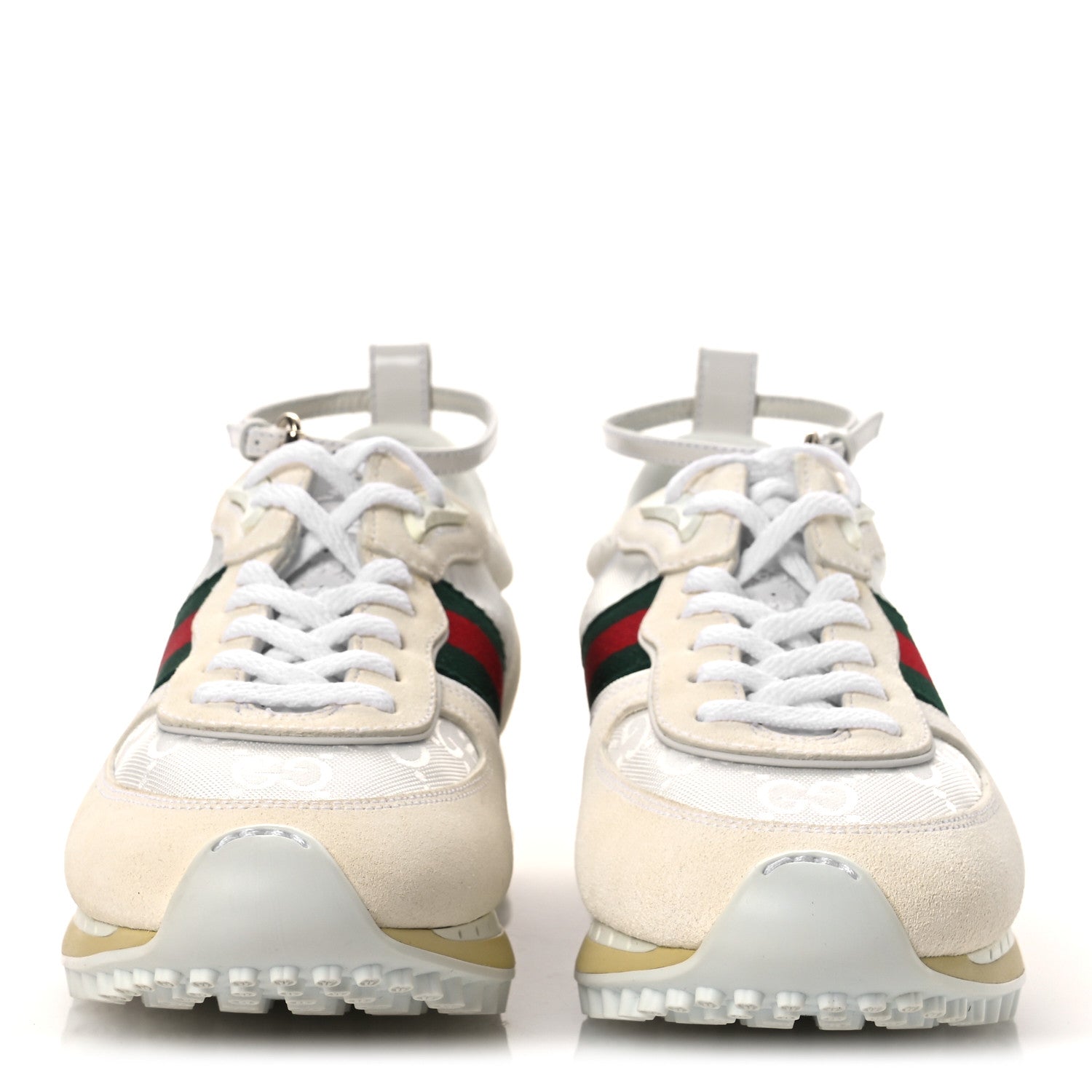 Gucci GG Suede Monogram Web Re-Motion Sneakers 37 White 3 of 12