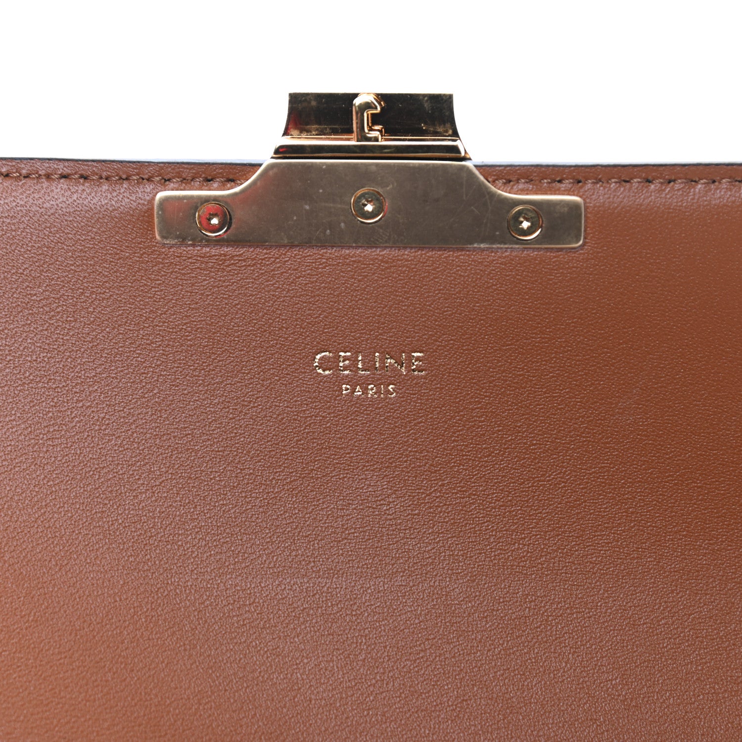 Celine Canvas Calfskin Triomphe Shoulder Bag Tan 8 of 9