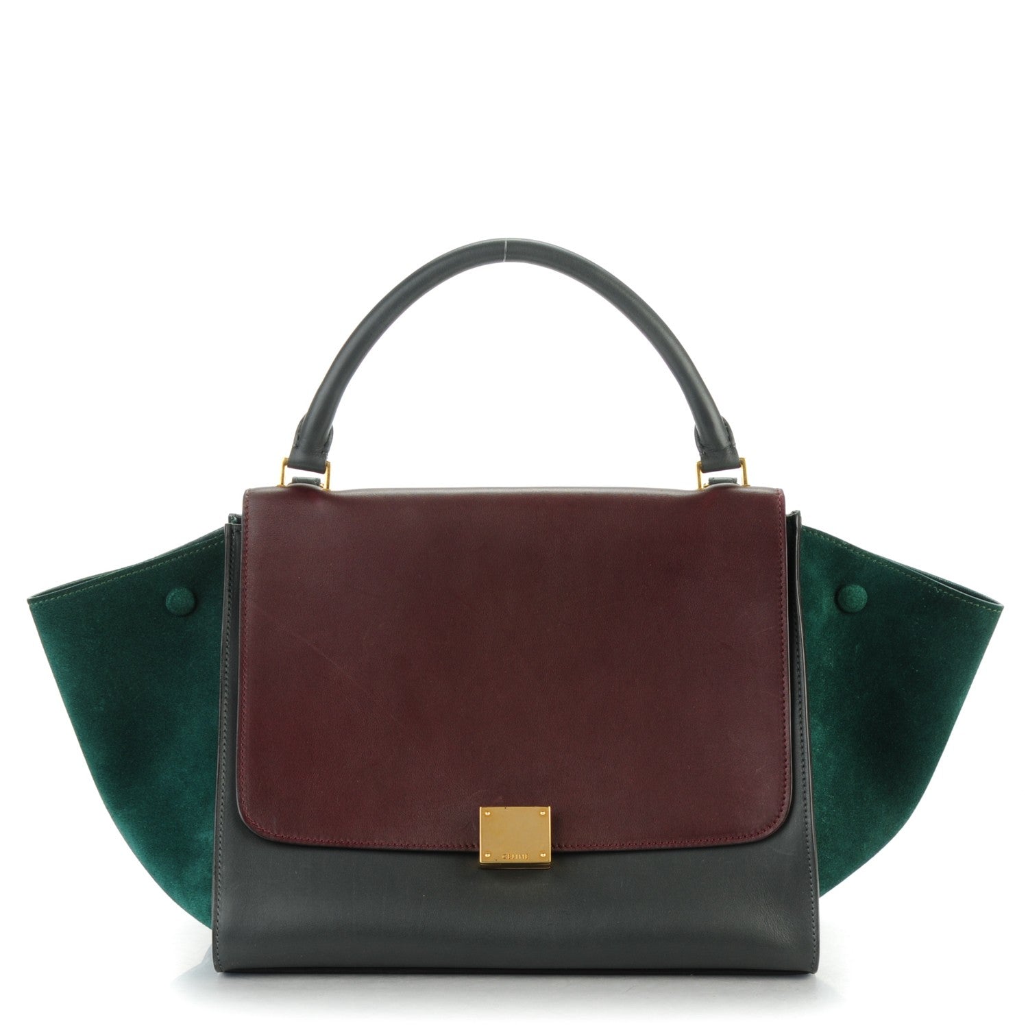 Celine Smooth Calfskin Suede Medium Tri-Color Trapeze Burgundy 1 of 8
