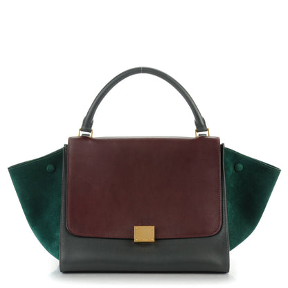 Celine Smooth Calfskin Suede Medium Tri-Color Trapeze Burgundy 1 of 8