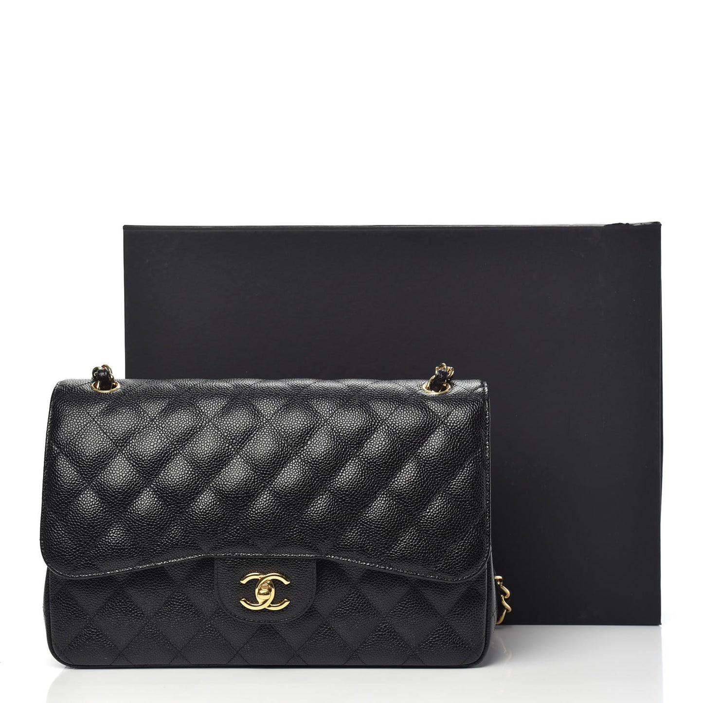 Caviar Quilted Jumbo Double Flap Black