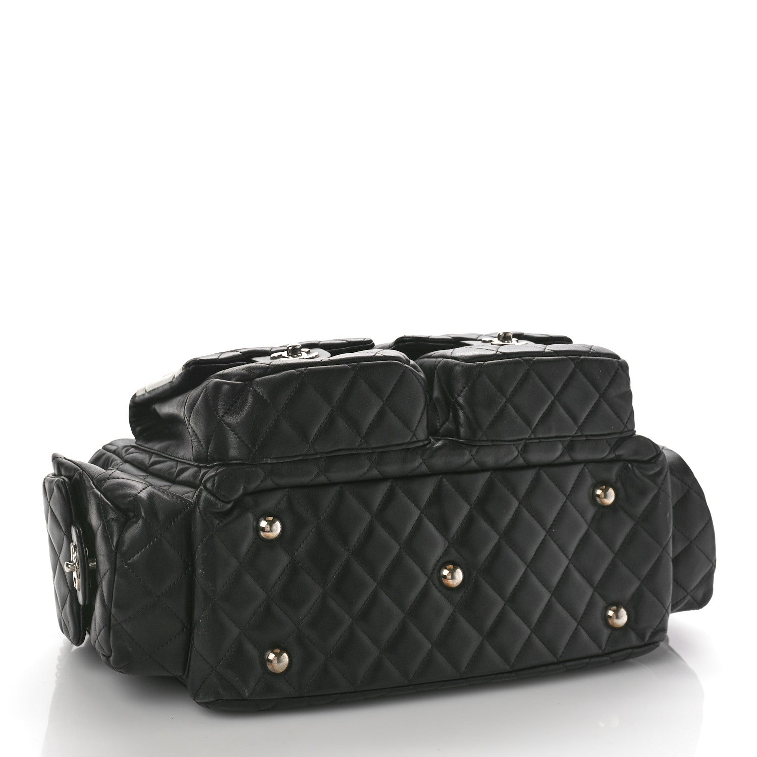 Chanel Calfskin Quilted Large Cambon Multipocket Reporter Black White 4 of 13