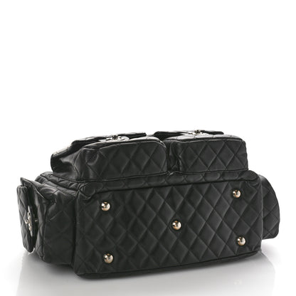 Chanel Calfskin Quilted Large Cambon Multipocket Reporter Black White 4 of 13