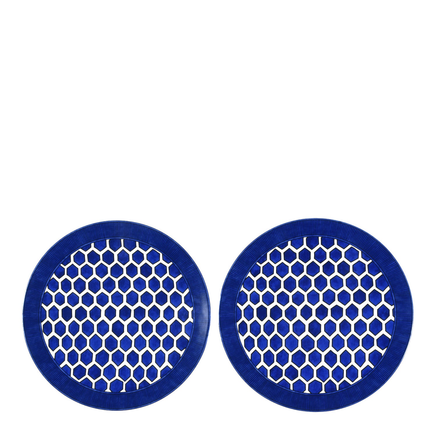 Hermes Porcelain Bleus D'Ailleurs Presentation Plate Set of 2 1 of 5