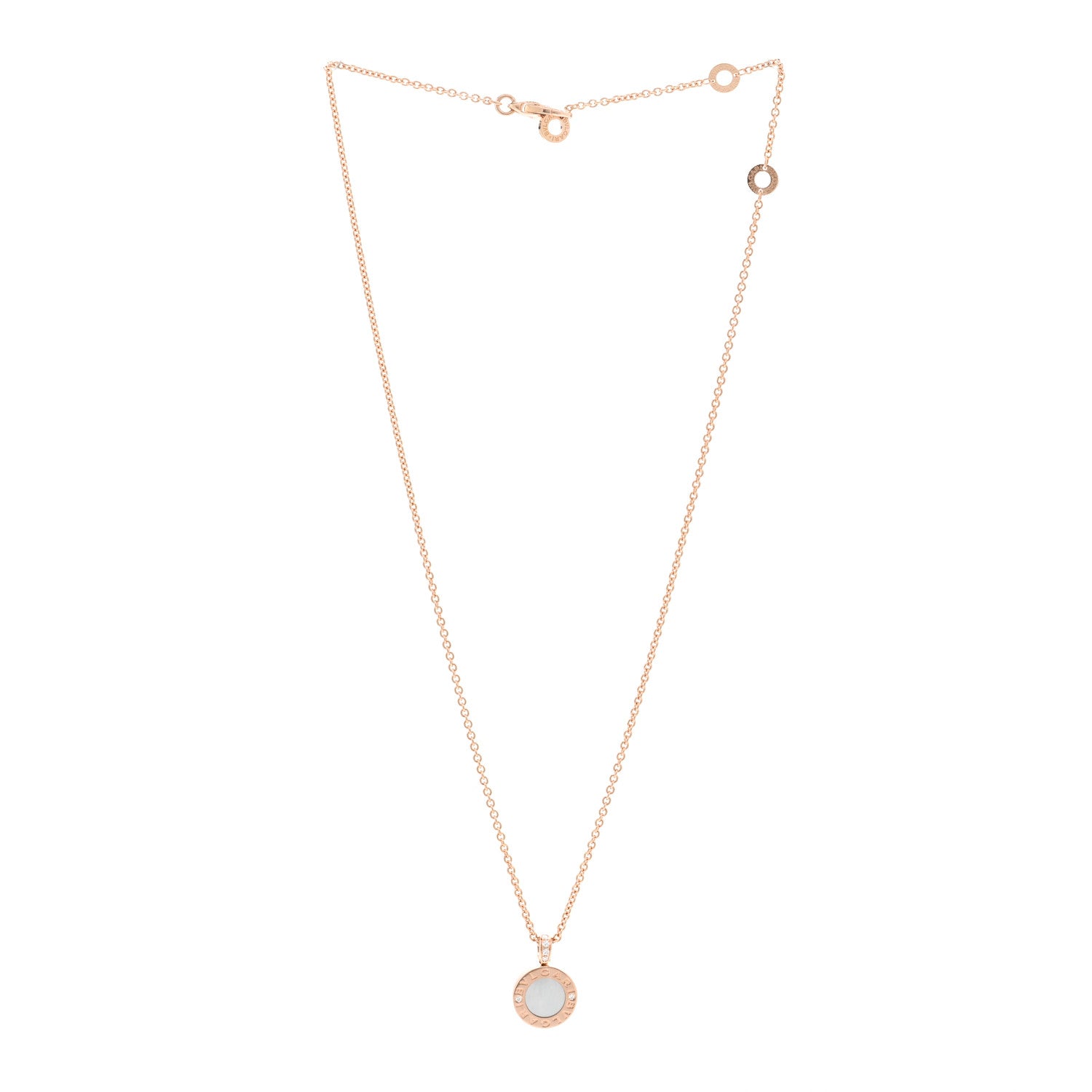 Bulgari 18K Rose Gold Diamond Black Onyx Mother of Pearl BVLGARI BVLGARI Pendant Necklace 3 of 6