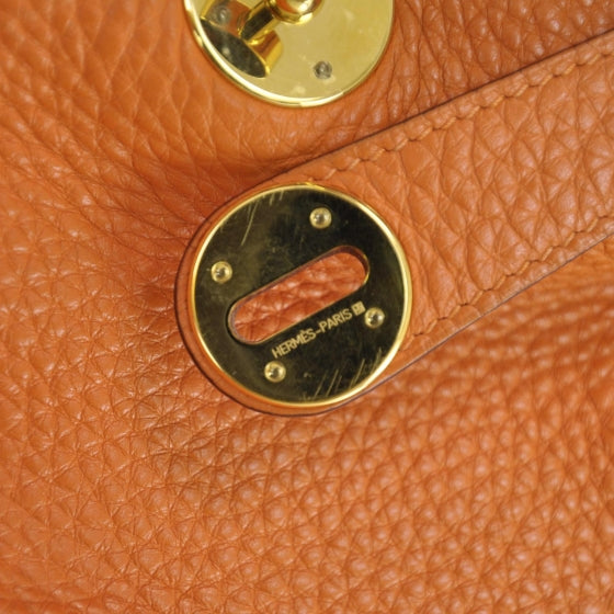 Hermes Taurillon Clemence Lindy 30 Orange 9 of 10