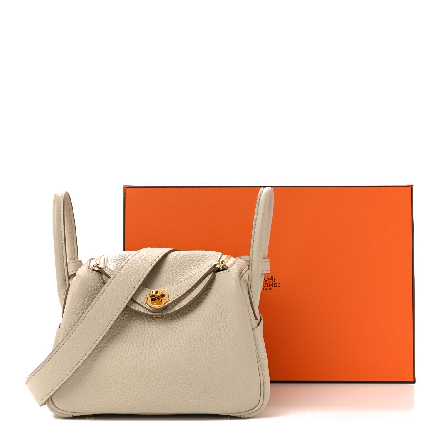Hermes Taurillon Clemence Mini Lindy 20 Beton 13 of 13