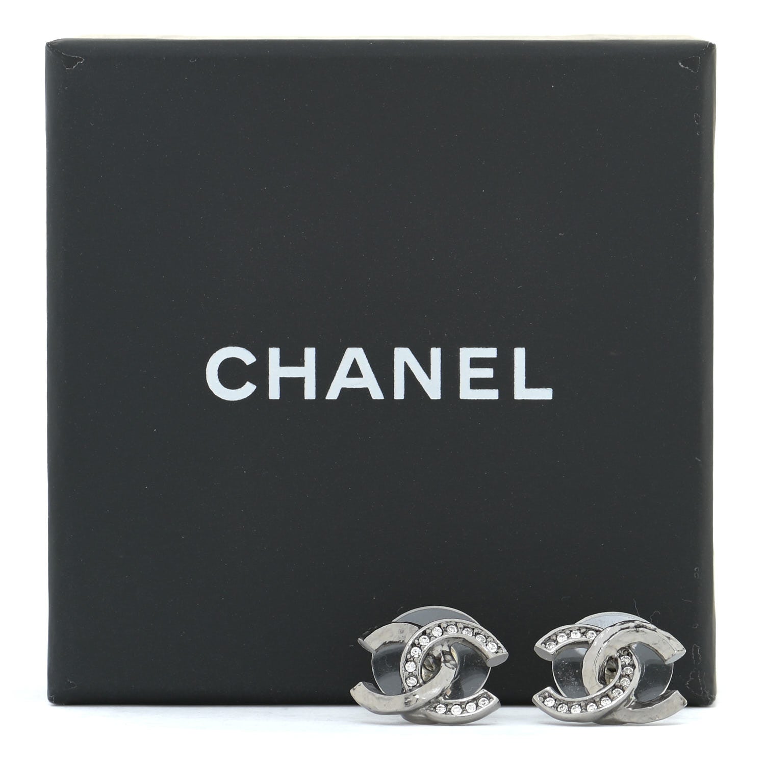 Chanel Ruthenium Crystal CC Earrings 5 of 5