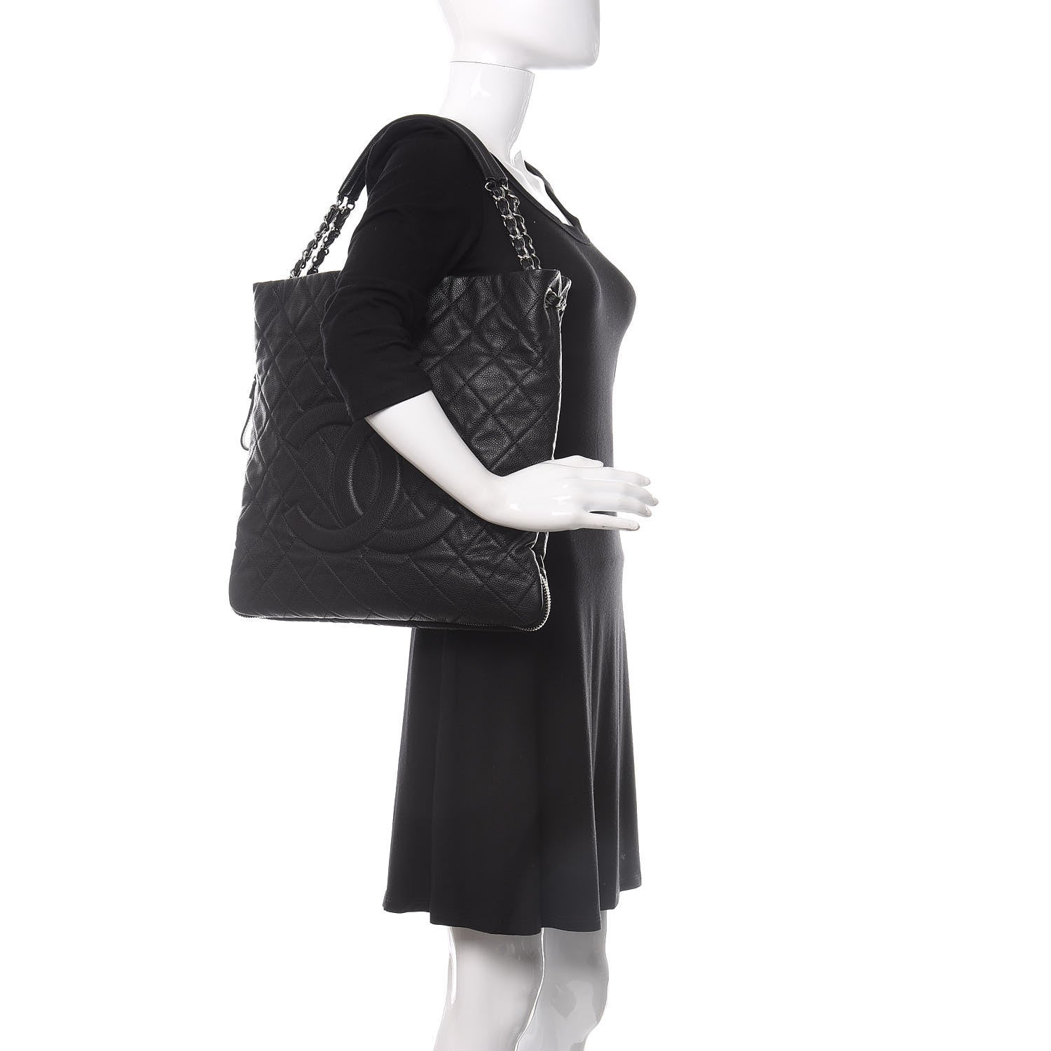 Chanel Caviar Quilted Expandable Zip Shoulder Bag Black 2 of 10