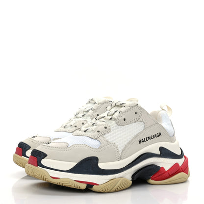 Balenciaga Fabric Mesh Womens Triple S Sneakers 38 Grey Red White 3 of 6