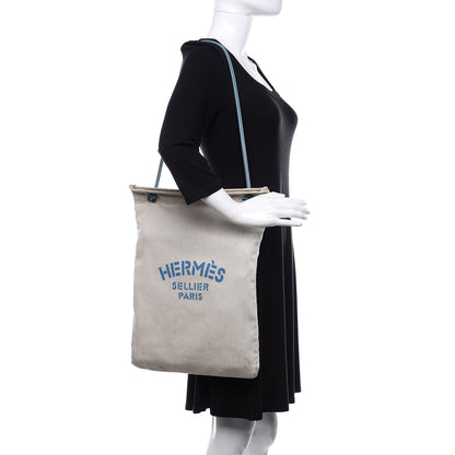 Hermes Canvas Aline Grooming Bag Craie Blue Jean 2 of 9