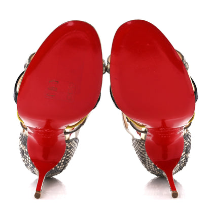 Christian Louboutin Suede Snakeskin Patent Metallic Calfskin Mariniere 100 Cage Sandals 39.5 Multicolor 5 of 7