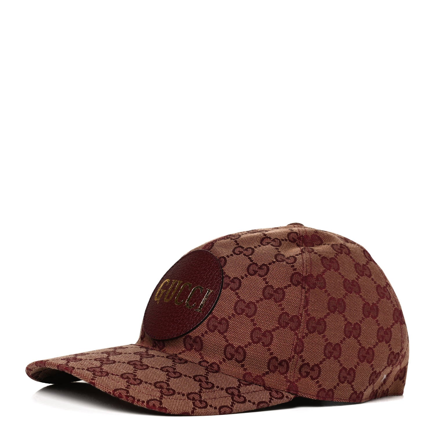 Gucci Monogram Textured Dollar Calfskin Zeno Baseball Hat M Camel Bordeaux 1 of 9