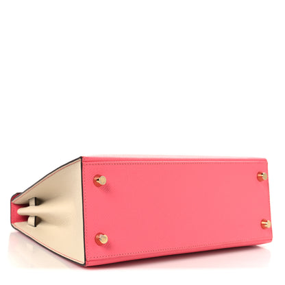 Hermes Epsom Bi-Color Horseshoe Kelly Sellier 25 Rose Azalee Craie 4 of 14