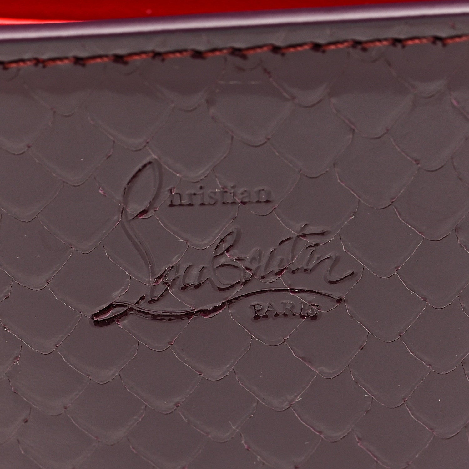 Christian Louboutin Patent Birdy Snakeskin Embossed Loubi54 Crossbody Clutch Merlot 6 of 10