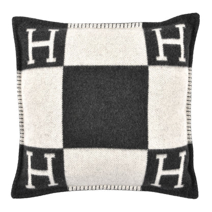 Hermes Wool Cashmere Avalon Pillow PM Ecru Gris Fonce 1 of 3