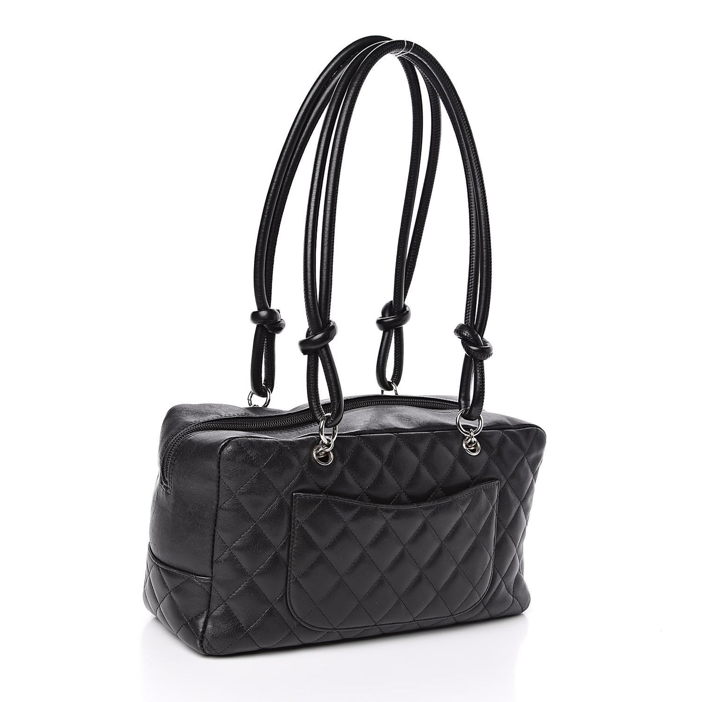 Calfskin Quilted Large Cambon Bowler Black White