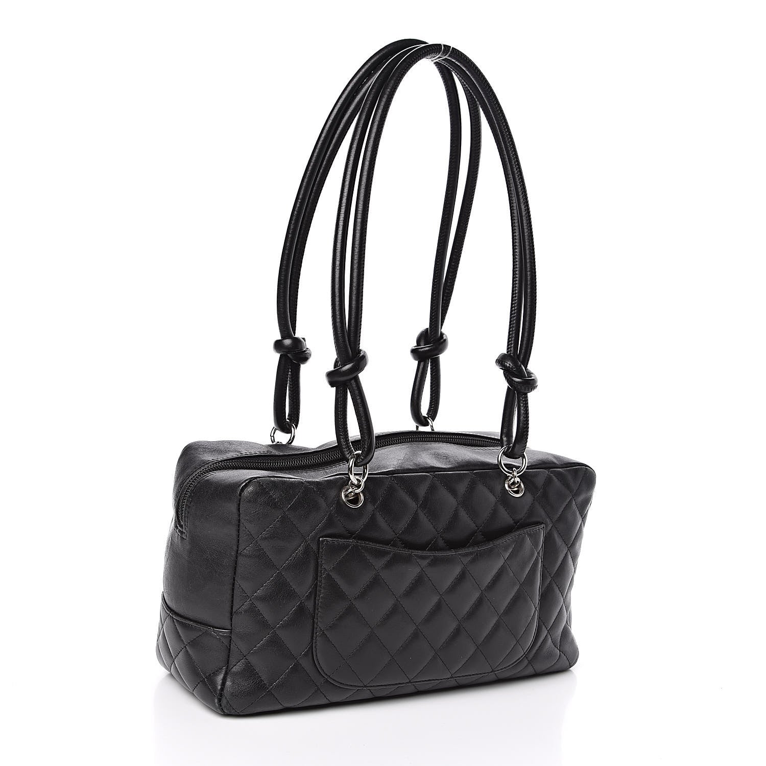 Chanel Calfskin Quilted Large Cambon Bowler Black White 3 of 13