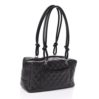 Chanel Calfskin Quilted Large Cambon Bowler Black White 3 of 13