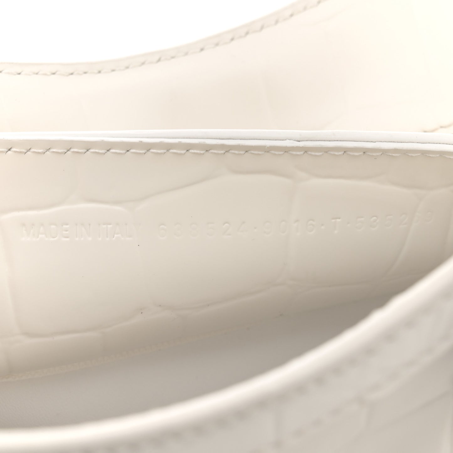 Semi Shiny Calfskin Crocodile Embossed Neo Classic Silver Hardware Mini City White