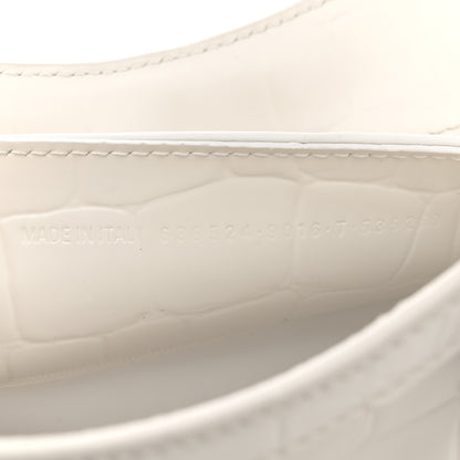 Balenciaga Semi Shiny Calfskin Crocodile Embossed Neo Classic Silver Hardware Mini City White 7 of 17