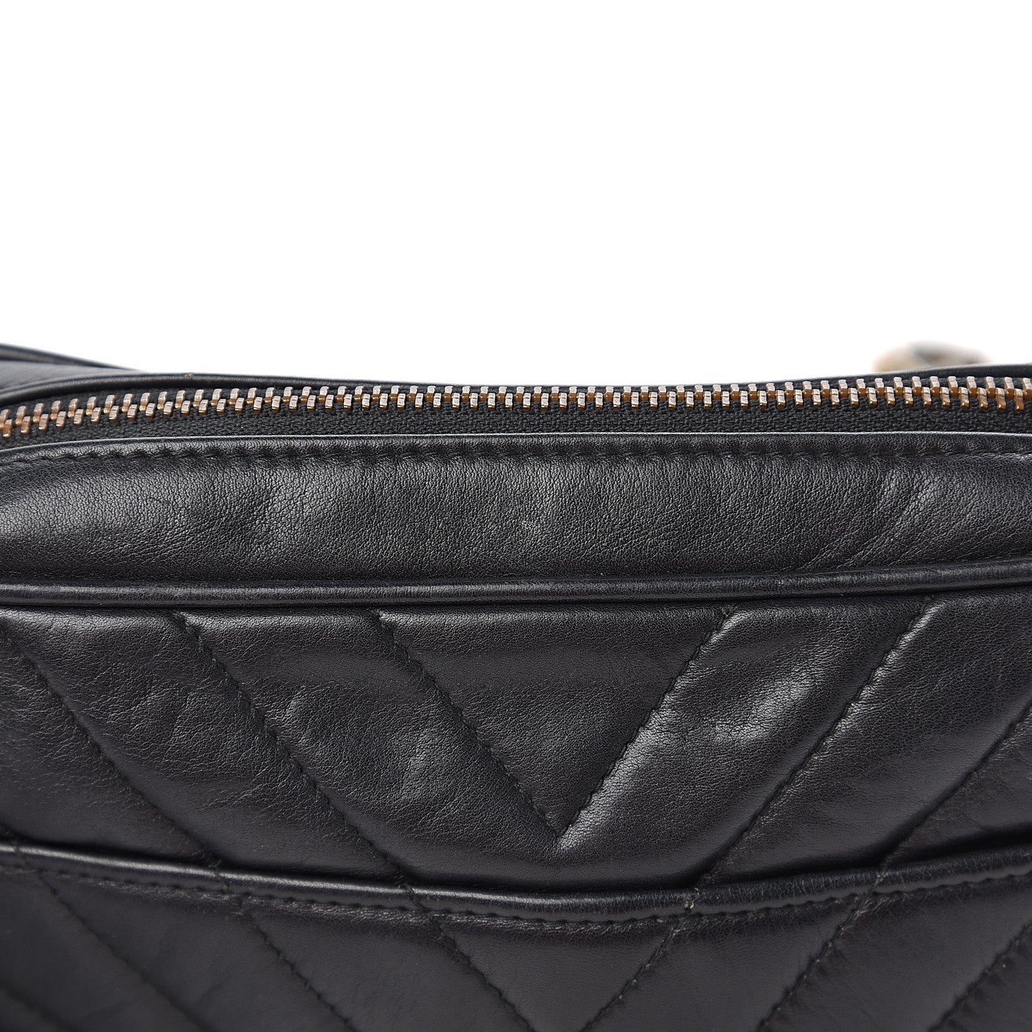 Chanel Lambskin Chevron Quilted Small Camera Case Black 13 of 14