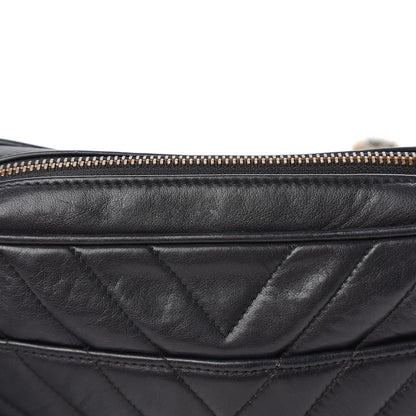 Chanel Lambskin Chevron Quilted Small Camera Case Black 13 of 14