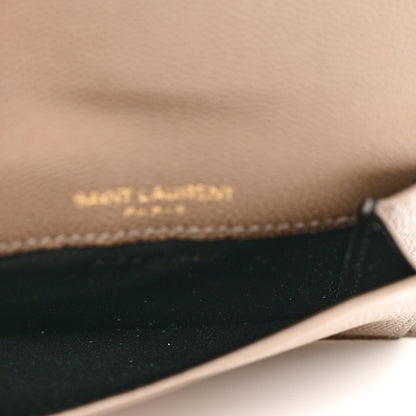 Saint Laurent Grain De Poudre Uptown Monogram Card Case Dark Beige 5 of 7