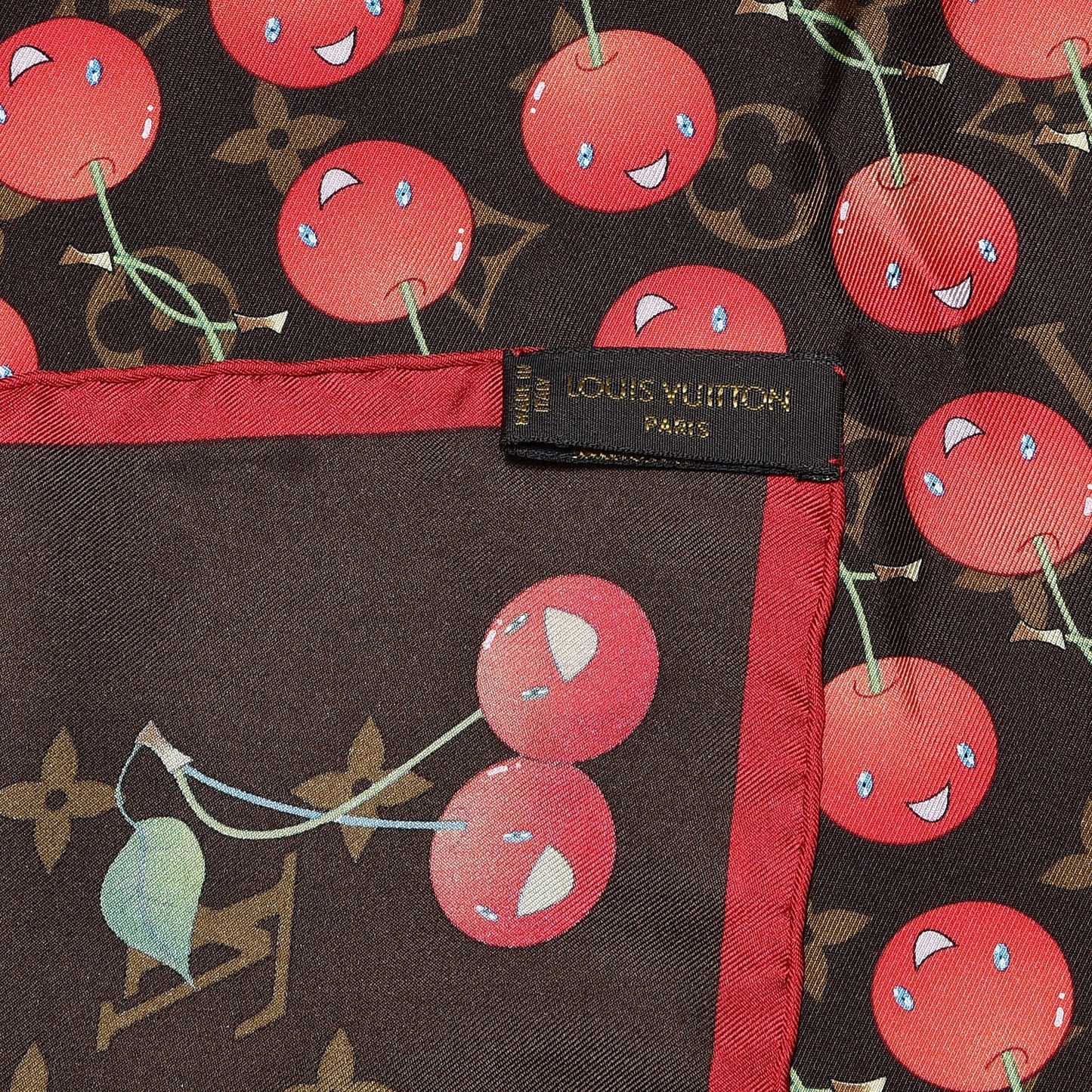 Silk Monogram Cerises Scarf