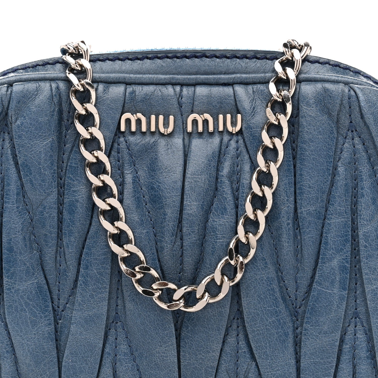 Miu Miu Vitello Lux Matelasse Double Zip Chain Crossbody Bag