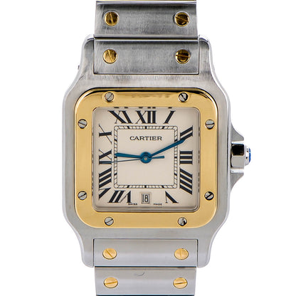 Cartier Stainless Steel 18K Yellow Gold 29mm Santos De Galbee Quartz Watch 1 of 8