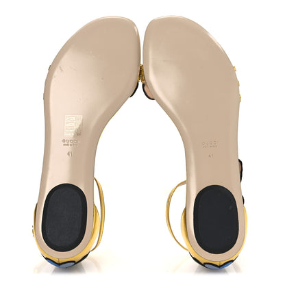 Gucci Metallic Nappa Ophelia T-Strap Flat Sandals 36 Gold 7 of 10