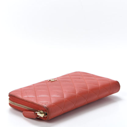 Chanel Lambskin Quilted Large Gusset Zip Around Wallet Red 3 of 12