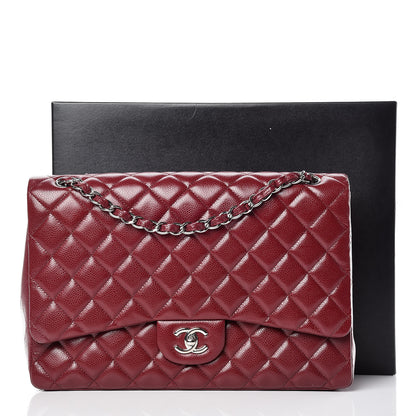 Chanel Caviar Quilted Maxi Single Flap Dark Red 10 of 10