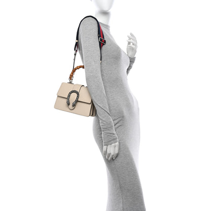 Gucci Textured Calfskin Crystal Bamboo Web Mini Dionysus Top Handle Bag Mystic White 2 of 21