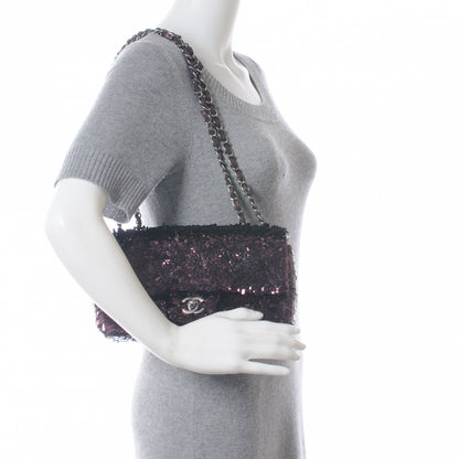 Chanel Sequin Embroidered Medium Flap Bordeaux 2 of 9