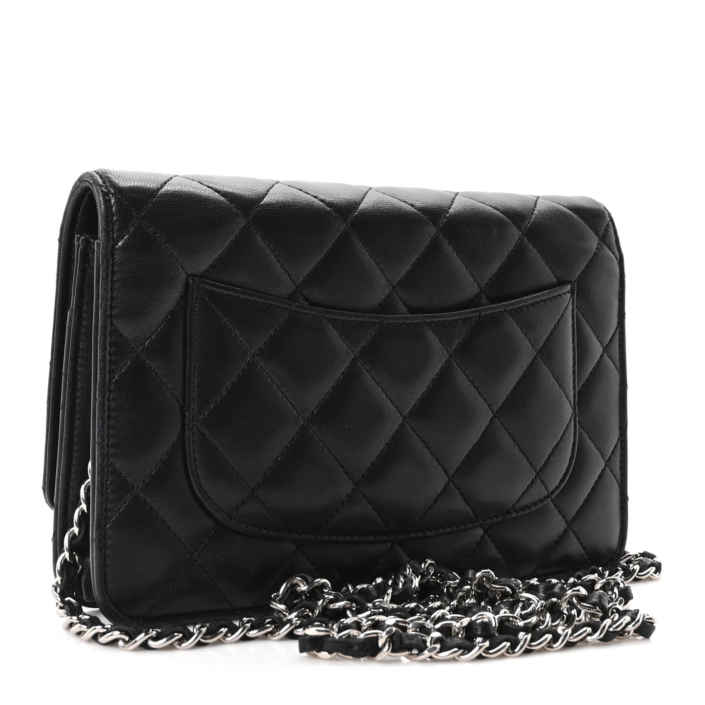 Lambskin Quilted Wallet On Chain WOC Black