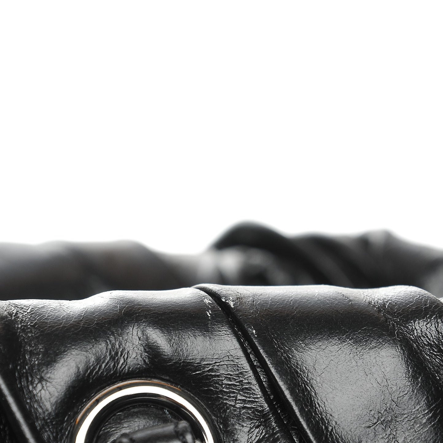 Glazed Calfskin Large Twisted Tote Black