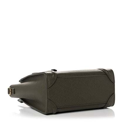 Celine Drummed Calfskin Nano Luggage Army Green 4 of 11