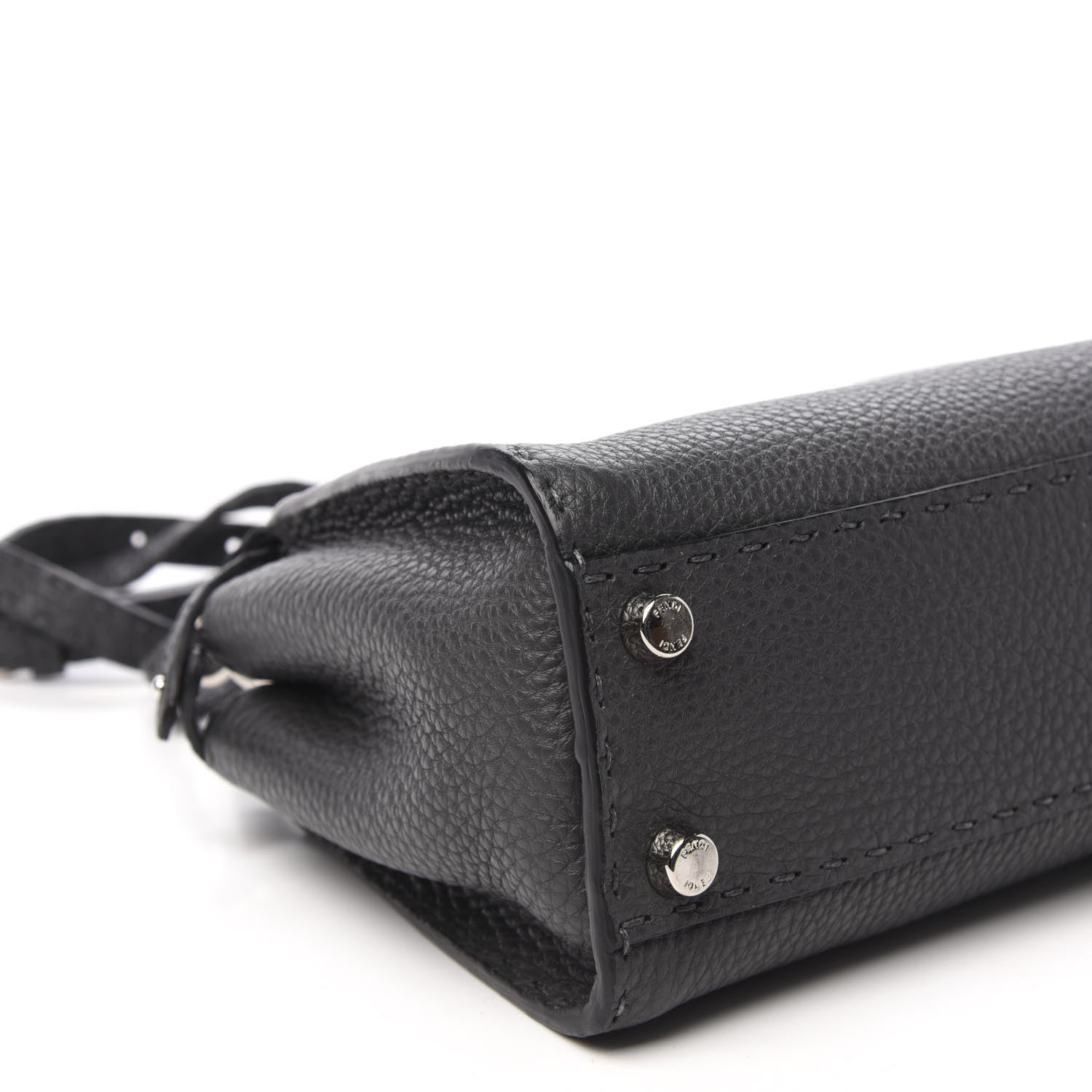 Fendi Cuoio Romano Selleria Bi-Color Mini Peekaboo Iconic Satchel Asfalto Latte 7 of 10