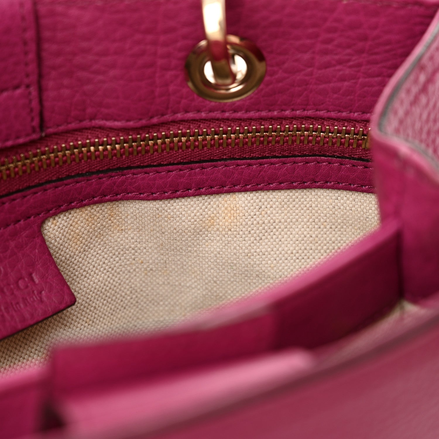Gucci Calfskin Small Bamboo Shopper Tote Bright Bougainvillea 12 of 16