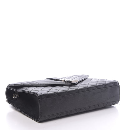 Saint Laurent Grain De Poudre Textured Mixed Matelasse Triquilt Medium Monogram Satchel Black 4 of 13