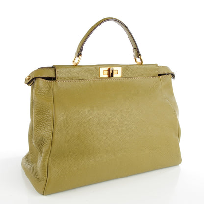 Fendi Cuoio Romano Selleria Large Peekaboo Iconic Satchel Muschio Moro 3 of 9