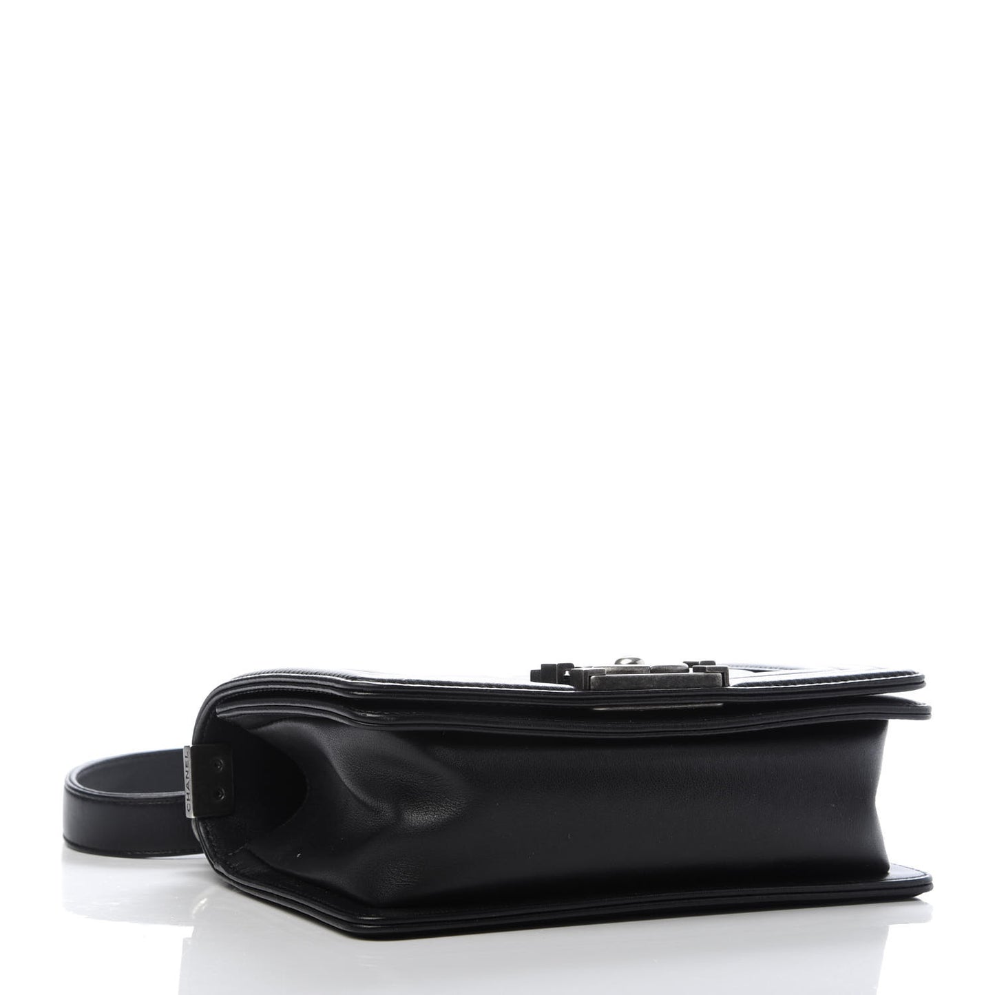 Calfskin Quilted Small Boy Flap Black