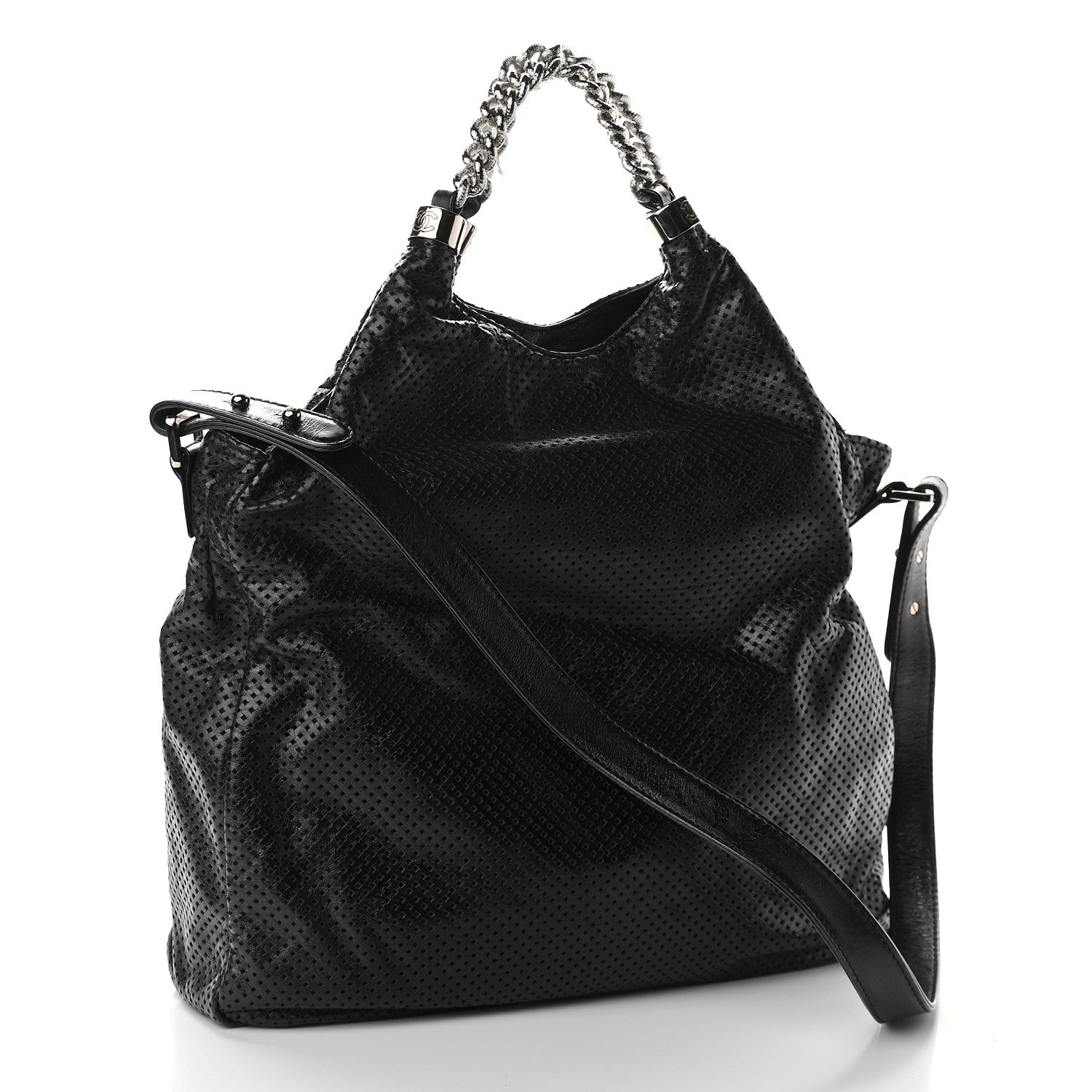 Chanel Glazed Calfskin Perforated Medium Rodeo Drive Tote Black 2 of 8