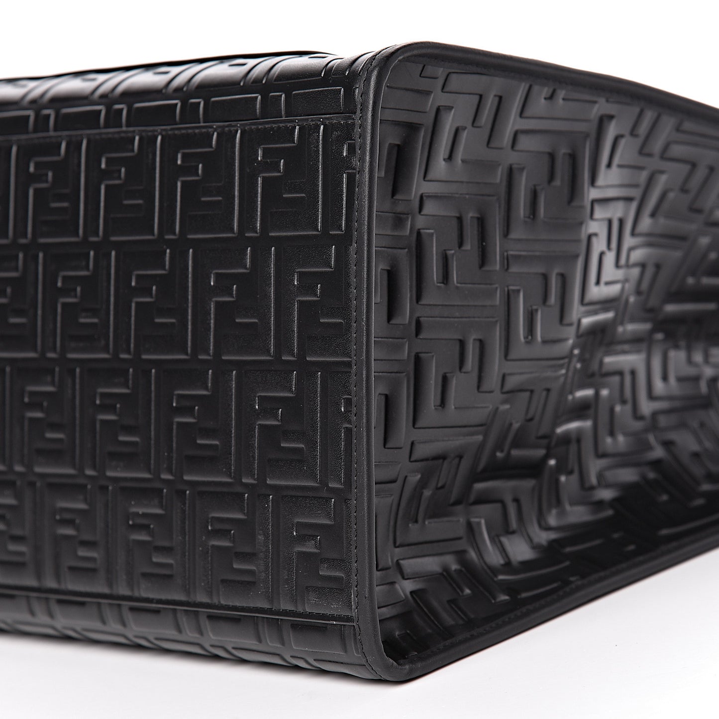 Vitello Century Wicker FF 1974 Embossed Large Runaway Shopper Tote Black