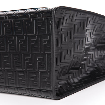 Fendi Vitello Century Wicker FF 1974 Embossed Large Runaway Shopper Tote Black 10 of 11