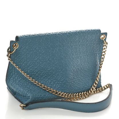 Loewe Goatskin Embossed Avenue Shoulder Bag Blue 3 of 11